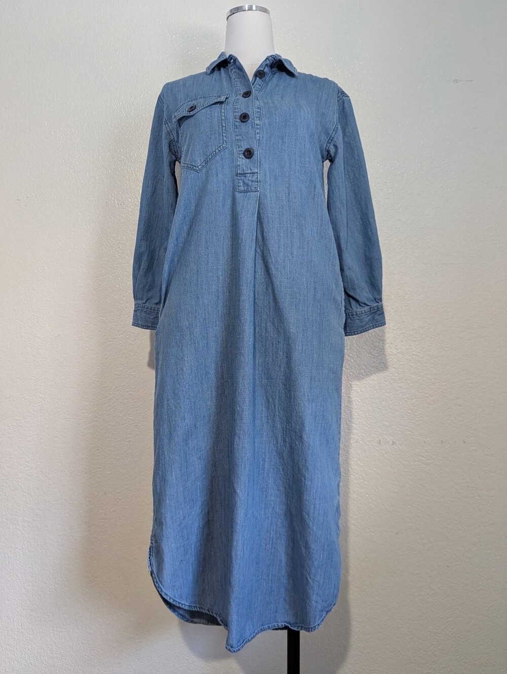 Madewell Denim Utility Popover Maxi Shirt Dress Size X-Small